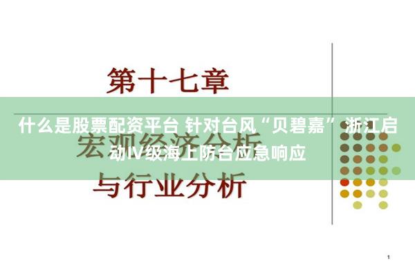 什么是股票配资平台 针对台风“贝碧嘉” 浙江启动Ⅳ级海上防台应急响应