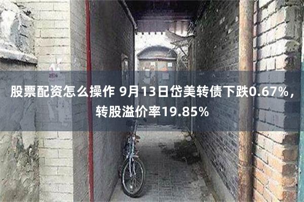 股票配资怎么操作 9月13日岱美转债下跌0.67%，转股溢价率19.85%