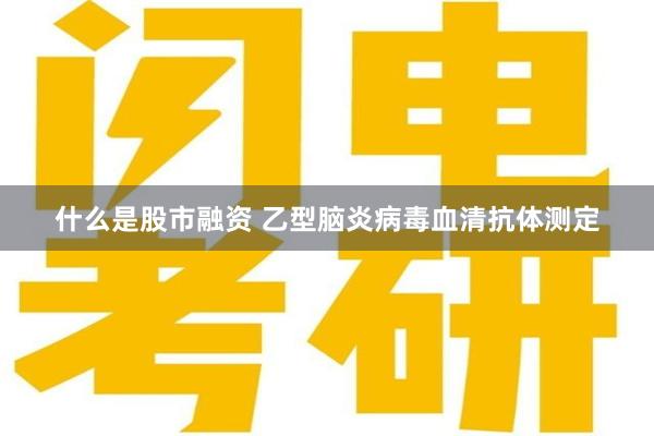什么是股市融资 乙型脑炎病毒血清抗体测定