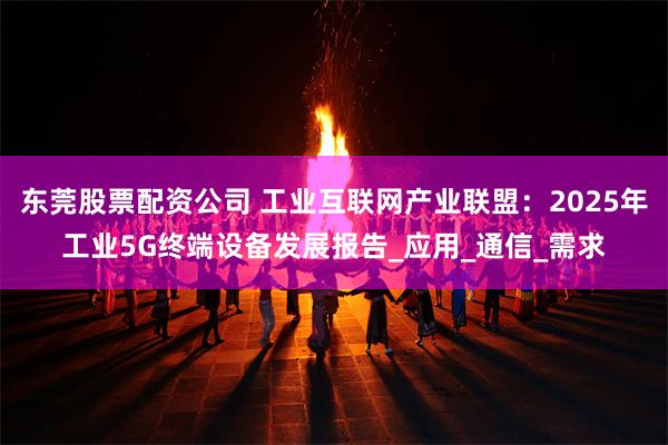 东莞股票配资公司 工业互联网产业联盟：2025年工业5G终端设备发展报告_应用_通信_需求