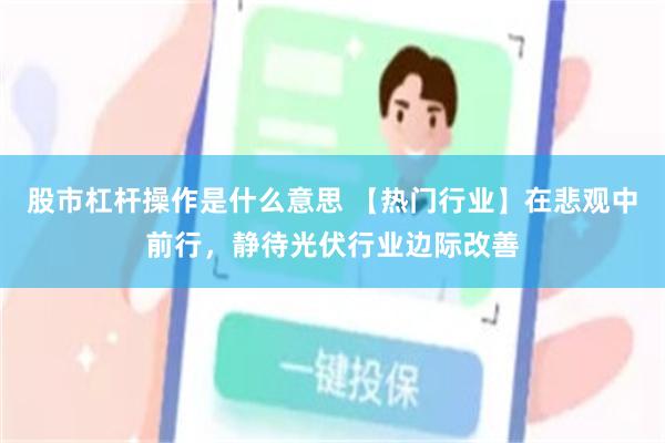 股市杠杆操作是什么意思 【热门行业】在悲观中前行，静待光伏行业边际改善