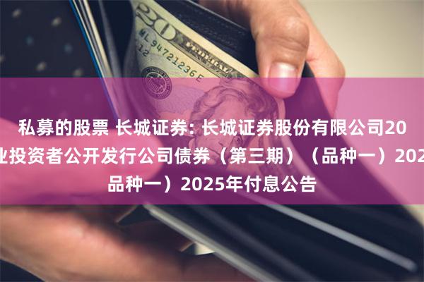 私募的股票 长城证券: 长城证券股份有限公司2024年面向专业投资者公开发行公司债券(第三期)(品种一)2025年付息公告