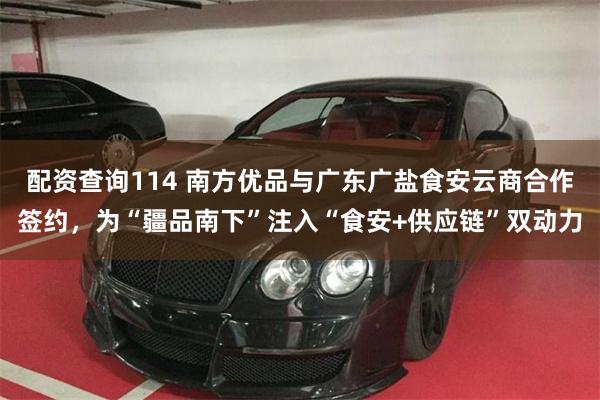 配资查询114 南方优品与广东广盐食安云商合作签约，为“疆品南下”注入“食安+供应链”双动力