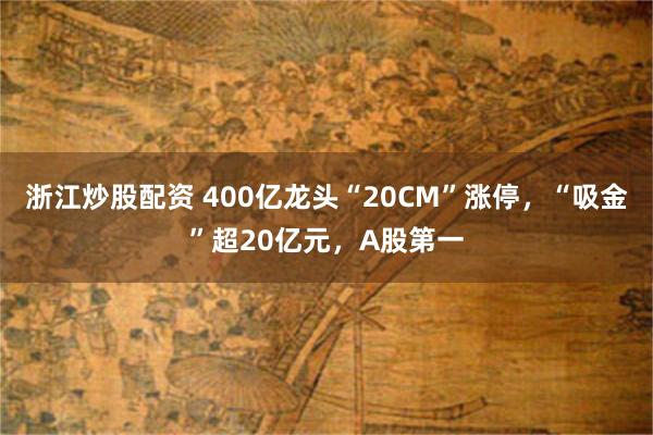 浙江炒股配资 400亿龙头“20CM”涨停，“吸金”超20亿元，A股第一