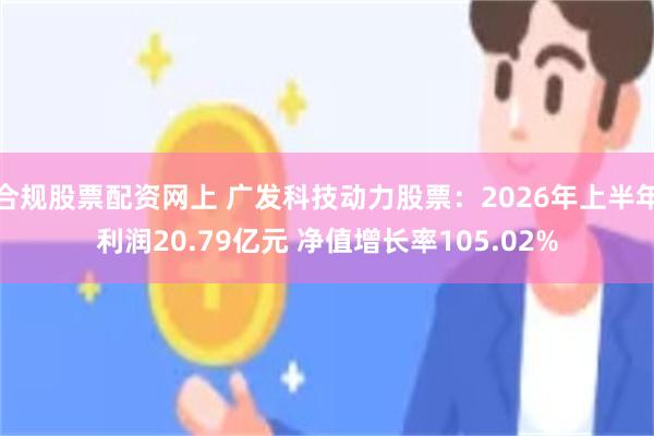 合规股票配资网上 广发科技动力股票：2026年上半年利润20.79亿元 净值增长率105.02%