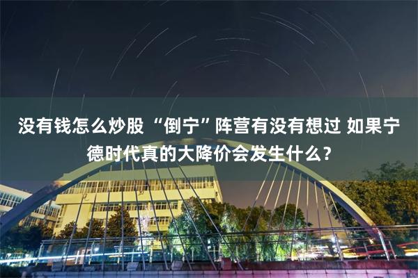 没有钱怎么炒股 “倒宁”阵营有没有想过 如果宁德时代真的大降价会发生什么？