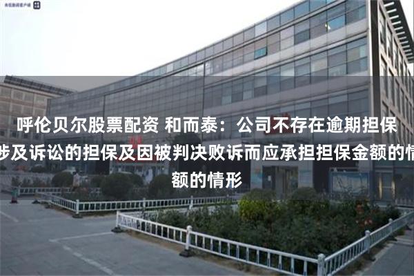 呼伦贝尔股票配资 和而泰：公司不存在逾期担保、涉及诉讼的担保及因被判决败诉而应承担担保金额的情形