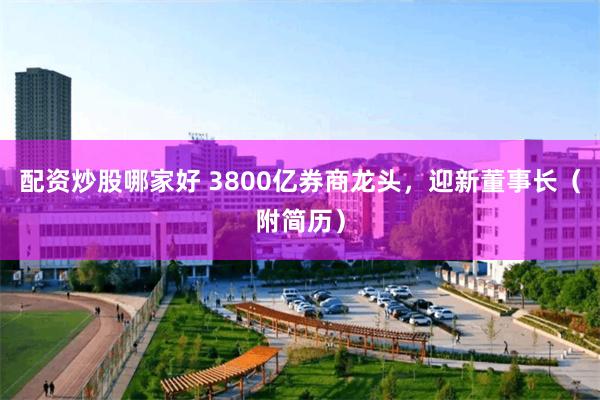 配资炒股哪家好 3800亿券商龙头,迎新董事长(附简历)