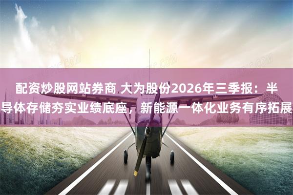 配资炒股网站券商 大为股份2026年三季报：半导体存储夯实业绩底座，新能源一体化业务有序拓展